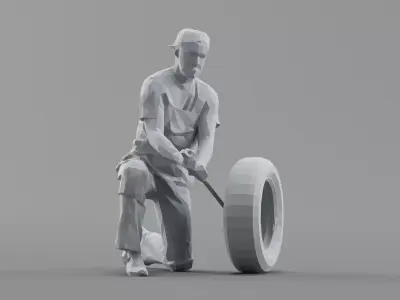 Lowpoly Car Mechanic Free 3D model
