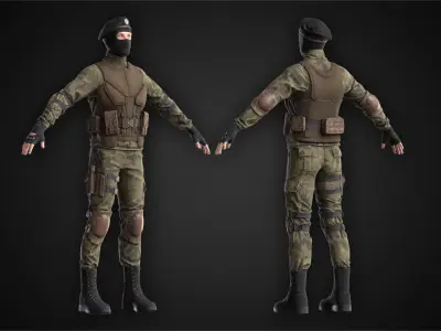 Military Spy Khaki Skin Low-poly 3D model