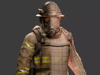 Fire Fighter - Fully Rigged Blender Character Low-poly 3D model