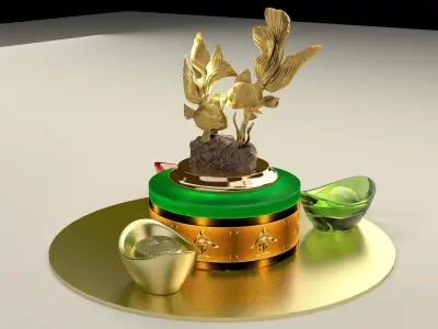 Chinese gold Ingot 3D model