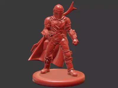 Mandalorian Warrior 3D Printable and Game Ready 3D print model