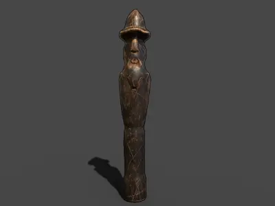 Next Gen AAA Slavic Wooden Medieval Settlement Totem Statue Low-poly 3D model