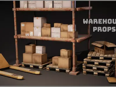 Warehouse Props Pack Low-poly 3D model buy