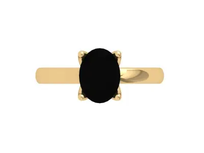 Oval Solitaire Ring 3D print model 5