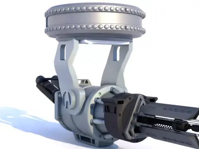 Sci-Fi Dual Gatling Gun Turret 3D Model Game Ready PBR Blender  3D model