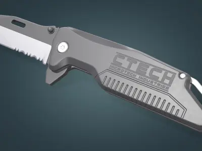 Tanto Folding Knife Low-poly 3D model
