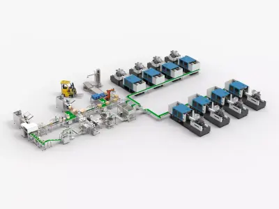 Automatic Plastic Parts Production Line 3D model