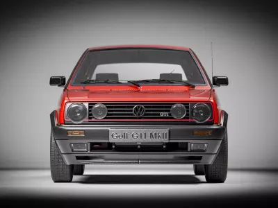 Volkswagen Golf Mk2 game-ready Low-poly 3D model