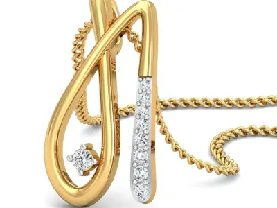 Pendant 3dm STL FBX OBJ Render Details nadiya diamond in gold 3D print model
