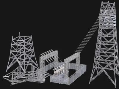 POST APO POWER STATION IMPROVISED ENERGY GENERATOR BATTERY Low-poly 3D model