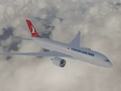 Boeing 787 Turkish Airlines Low-poly 3D model