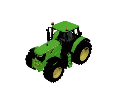 John Deere 6195M Low Poly Tractor Optimized Farm Vehicle 3D Low-poly 3D model
