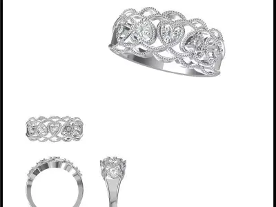 JCD Format  Antique wedding rings jcd diamond jewellery design 3D print model