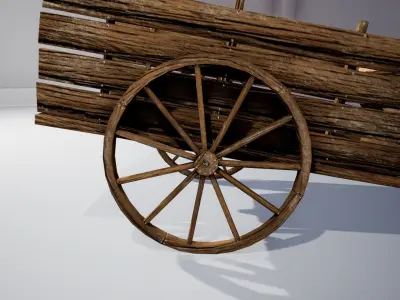 Medieval Cart Low-poly 3D model 7