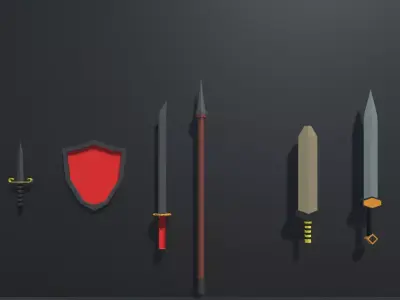 Low Poly Melee Weapons Pack Low-poly 3D model