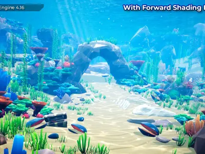 Low Poly Polystyle Ocean Underwater Environment Low-poly 3D model