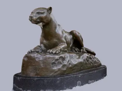 bronze panther statue  Free 3D model