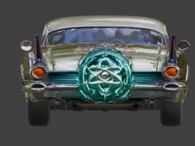 Atompunk Retro Futuristic Atomic Car 3D Model Low-poly 3D model
