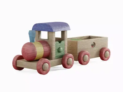 Wooden Toy Train Colored  3D model