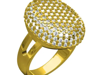 Antique Pave Diamond Dome Engagement Ring 3D print model