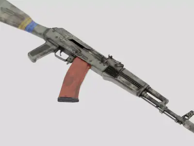 Rigged AK-74 Ukraine Edition  Low-poly 3D model