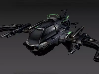 Lowpoly Game-ready spaceship space Fighter Low-poly 3D model