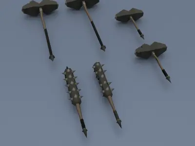 Low poly weapon pack contains stylized models for casual games Low-poly 3D model