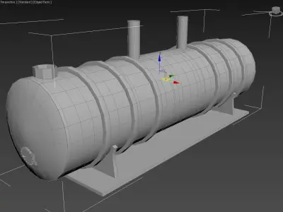 Boiler tank Rusty Tanker factory Petroleum gas Steam Boiler Low-poly 3D model