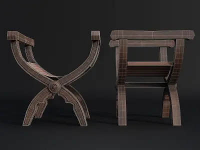 Roman Curule Chair - Sella Curulis Low-poly 3D model