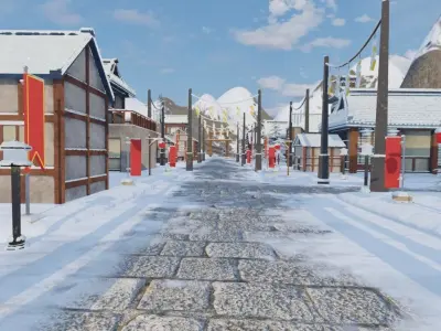 Winter Mountain Village 3D model purchase