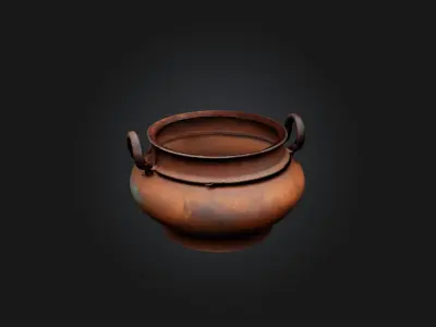 Rusted Iron Pot Low-poly 3D model