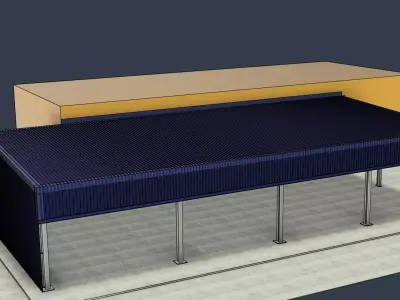 Structure with Overhead Gantry Crane 3D model