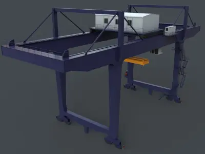 PBR Rail Mounted Gantry Crane RMG V2 - Blue Dark Low-poly 3D model