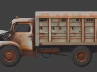 Rusted Old Cargo Truck 3D Model Low-poly 3D model