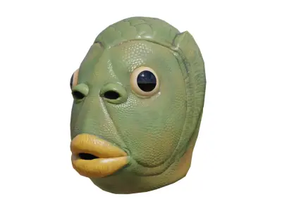 GreenFishMask Lowpoly-Highpoly mask of fish Low-poly 3D model