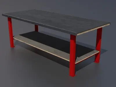 Workshop worktable large PBR  3D model