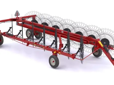 HC4114 14-Wheel Hi-Capacity Rake 3D model