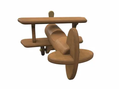 Wooden airplane toy 2 Free 3D model