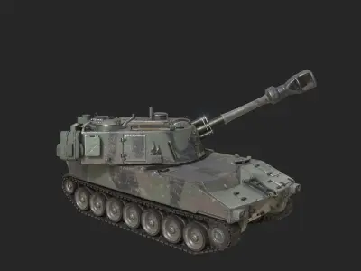 3 coatings of USA ARMY M109A5 Paladin 155mm SP Howitzer Low-poly 3D model