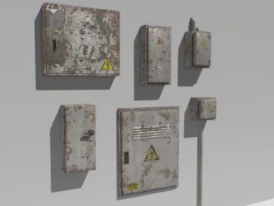 Old and Rusty Electrical Box Pack 1 Low-poly 3D model