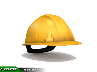 Worker Helmet Yellow Safety Helmet Lowpoly 3d model Low-poly 3D model