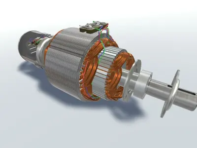 Asynchronous motor DC  Low-poly 3D model