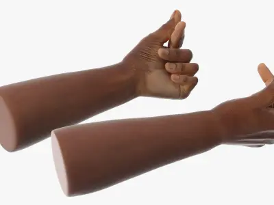 Black Male Hand Pair with Finger Heart Gesture 3D model