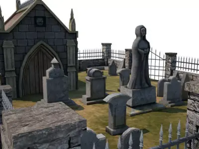 Medieval Cemetery Low-poly 3D model