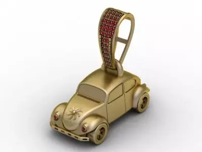  Golden Car Pendant 3D Printable Model 3D print model purchase