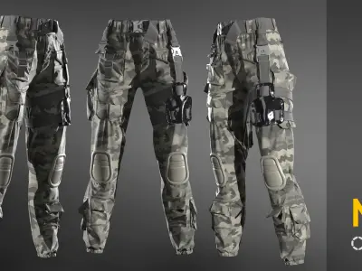 Military trousers - pants  Marvelous designer project and OBJ 3D model