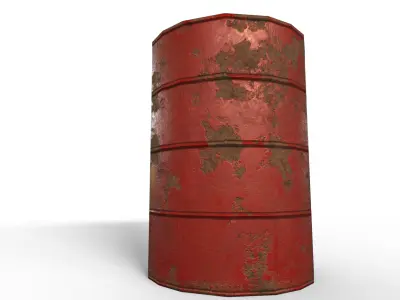 Red Postapocalyptic barrel Low-poly 3D model