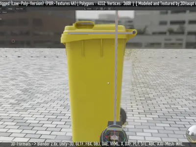 Yellow Bin 120L Low-Poly-Version Rigged Low-poly 3D model