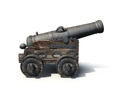 Medieval Cannon 3D model Low-poly 3D model