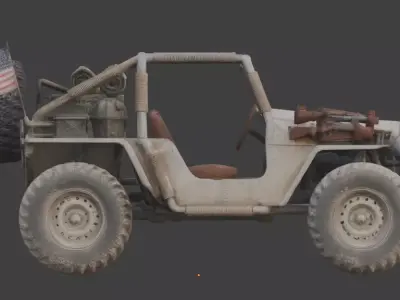 Tactical Green Sand Buggy 3D Model Low-poly 3D model